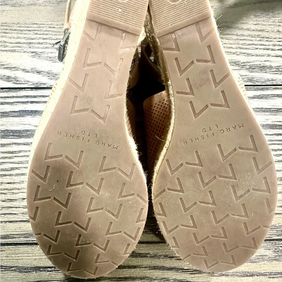 Marc Fisher Alison Light Pink Nubuck Suede Espadrille Wedges Size 7 - Picture 7 of 9